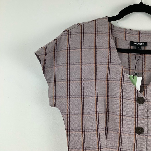 NWT Frank and Oak Linen-Tencel Plaid Midi Dress - Picture 6 of 7